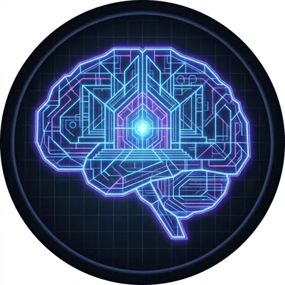 Notorious emblem: a neon circuit brain