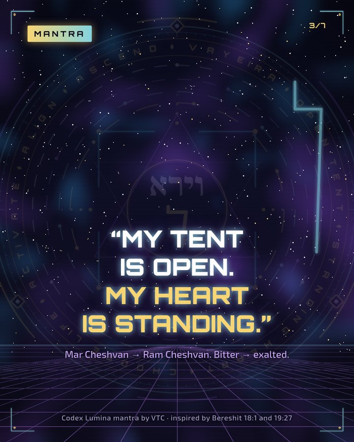 Mantra slide: "My tent is open. My heart is standing."
